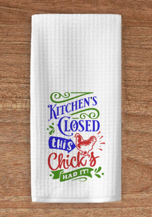 Kitchen's closed waffle weave towel