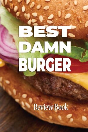 Book cover with a closeup photo of a hamburger